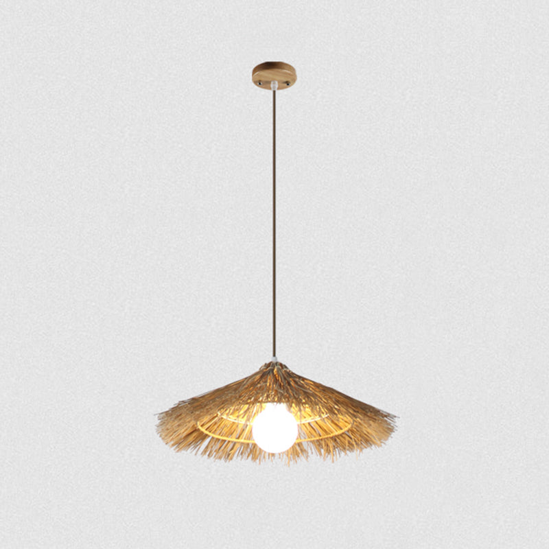 1-Light Bamboo Suspended Lighting Fixture Pendant Light Kit for Dining Room