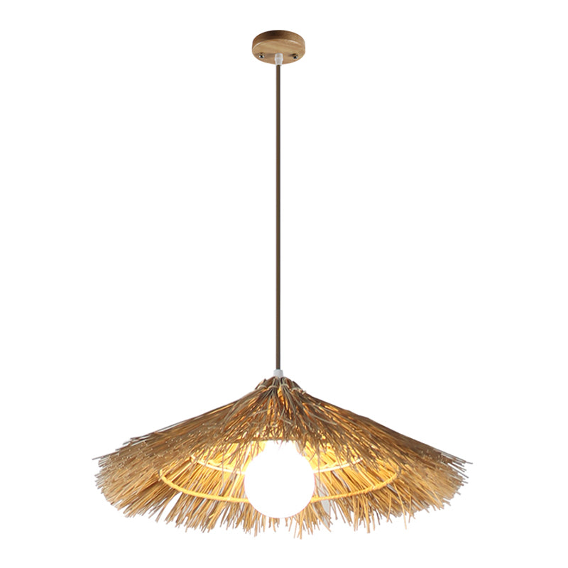 1-Light Bamboo Suspended Lighting Fixture Pendant Light Kit for Dining Room