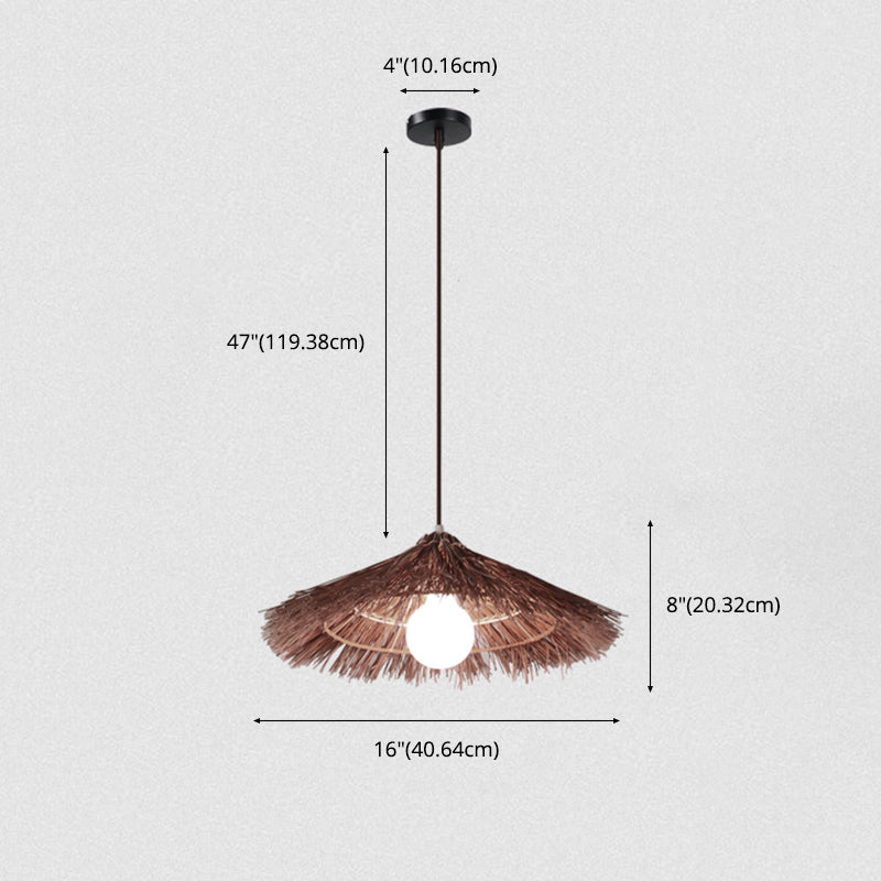 1-Light Bamboo Suspended Lighting Fixture Pendant Light Kit for Dining Room