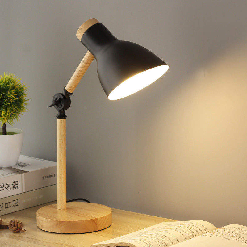 Smeedijzeren koepel tafellicht in moderne eenvoud houten macaron tafellamp voor binnenruimtes