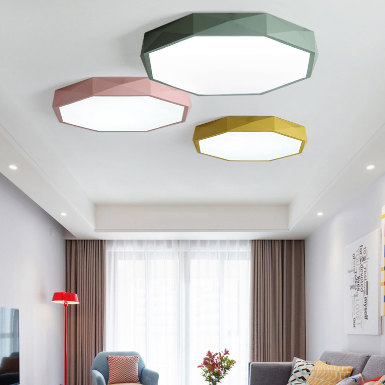 Acrylic Octagon Flush Ceiling Lighting Fixtures Modern Style 1-Light Flush Mount Light