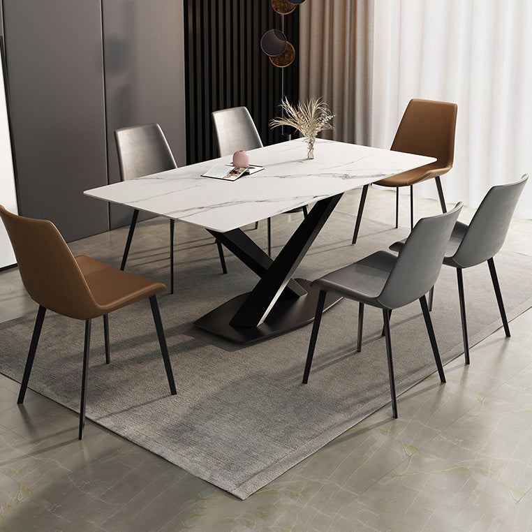 Sintered Stone Dining Room Set Contemporary with Rectangular Dining Table and Chairs