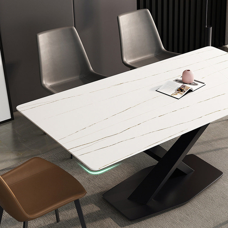 Sintered Stone Dining Room Set Contemporary with Rectangular Dining Table and Chairs