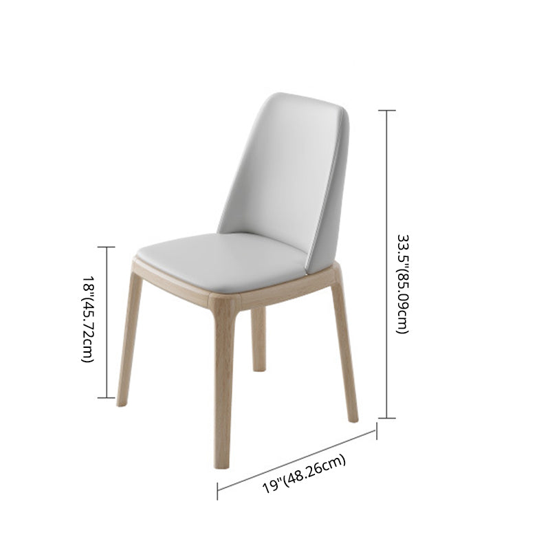 Contemporary Dining Table Set with Solid Wood Table and PU Leather Chairs