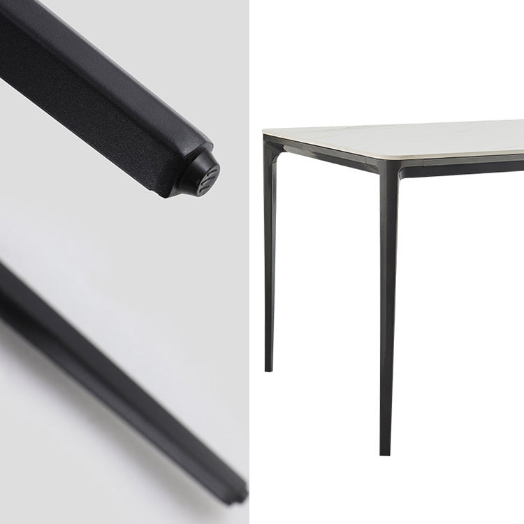 Minimalist Style Dining Table Set with Sintered Stone Table and PU Chairs