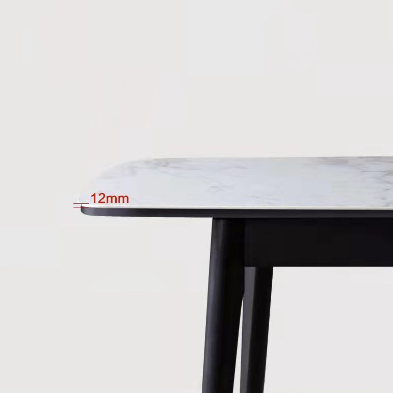 Modern Sintered Stone Table Set of 5/7 with Rectangle Table Dining Set with PU Leather Chairs