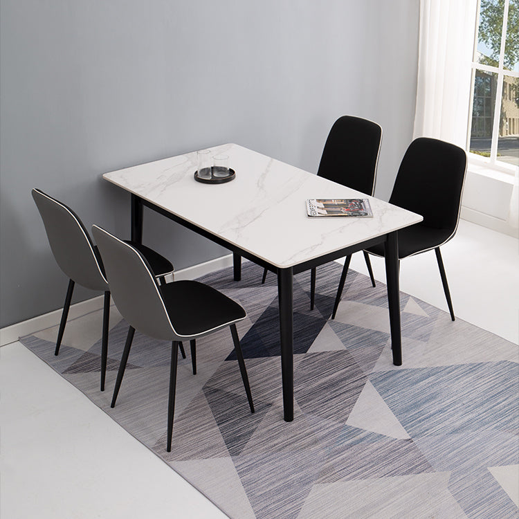 Minimalist Sintered Stone Dining Set with Rectangle Table and Wooden Base Table Set for Restaurant