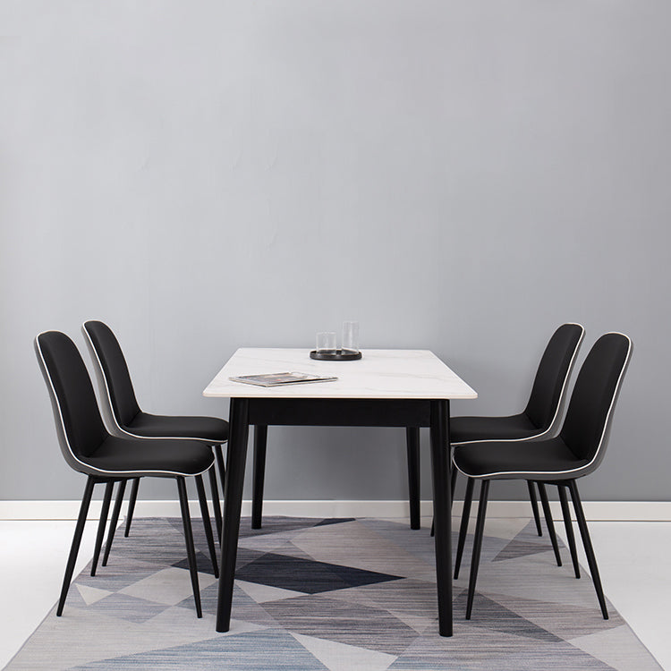 Minimalist Sintered Stone Dining Set with Rectangle Table and Wooden Base Table Set for Restaurant