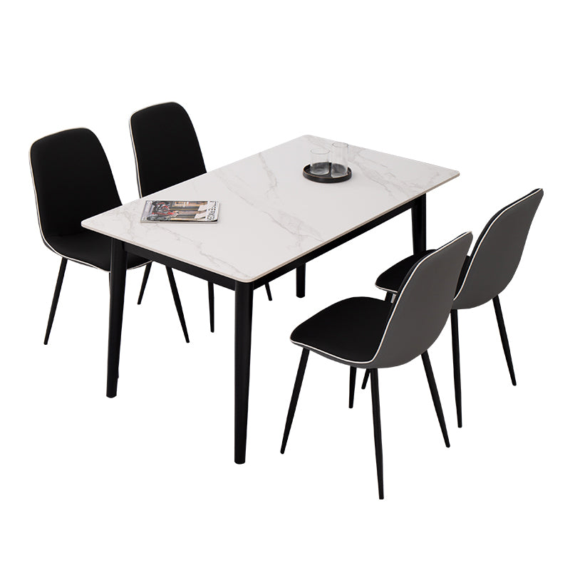 Minimalist Sintered Stone Dining Set with Rectangle Table and Wooden Base Table Set for Restaurant