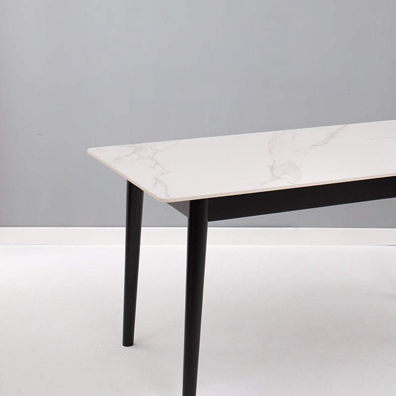 Minimalist Sintered Stone Dining Set with Rectangle Table and Wooden Base Table Set for Restaurant