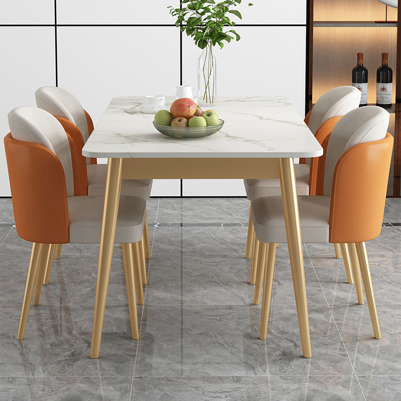 Modern Style Sintered Stone Standard Dining Set White Kitchen Dining Set with 4 Legs Base