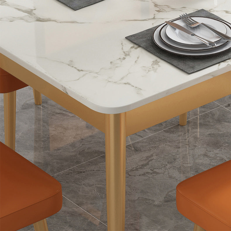 Modern Style Sintered Stone Standard Dining Set White Kitchen Dining Set with 4 Legs Base