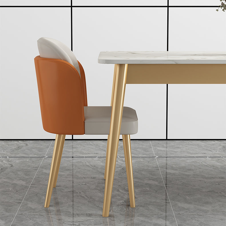 Modern Style Sintered Stone Standard Dining Set White Kitchen Dining Set with 4 Legs Base