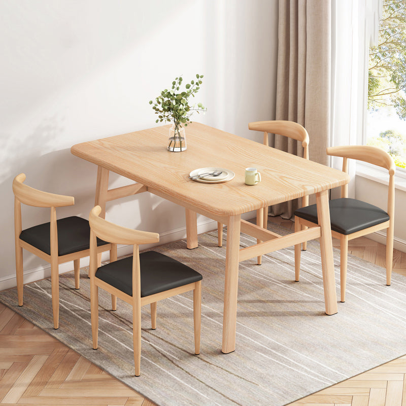 Modern MDF Top Rectangle Shape Dining Set Standard Brown Dining Set With 4 Legs Table