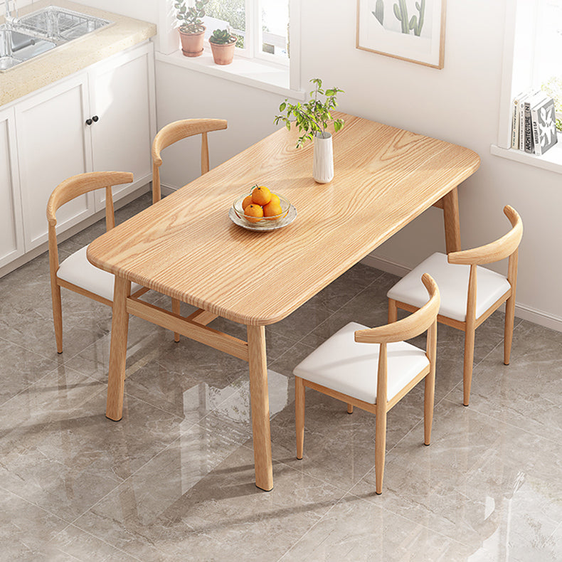 Contemporary Light Brown MDF Top Dining Set Rectangle Shape Kitchen Dining Set with 4 Legs Base