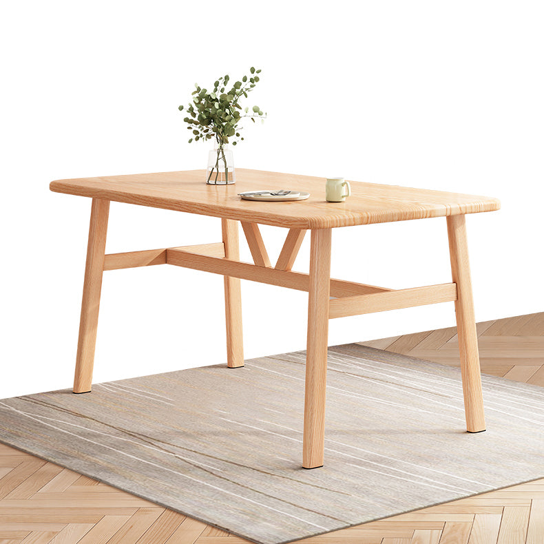 Contemporary Light Brown MDF Top Dining Set Rectangle Shape Kitchen Dining Set with 4 Legs Base