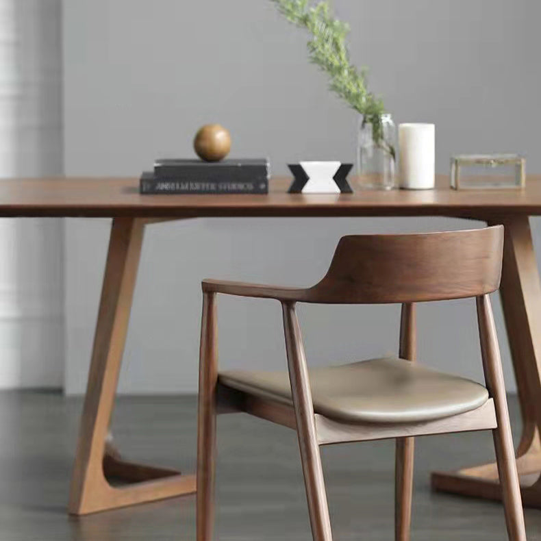 Minimalist Style Solid Wood Top Dining Table Set of Rectangle Shape Formal Dinette Set