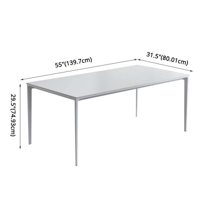 Modern Sintered Stone Table Set of 5/7 with Rectangle Table Dining Set with White Chairs