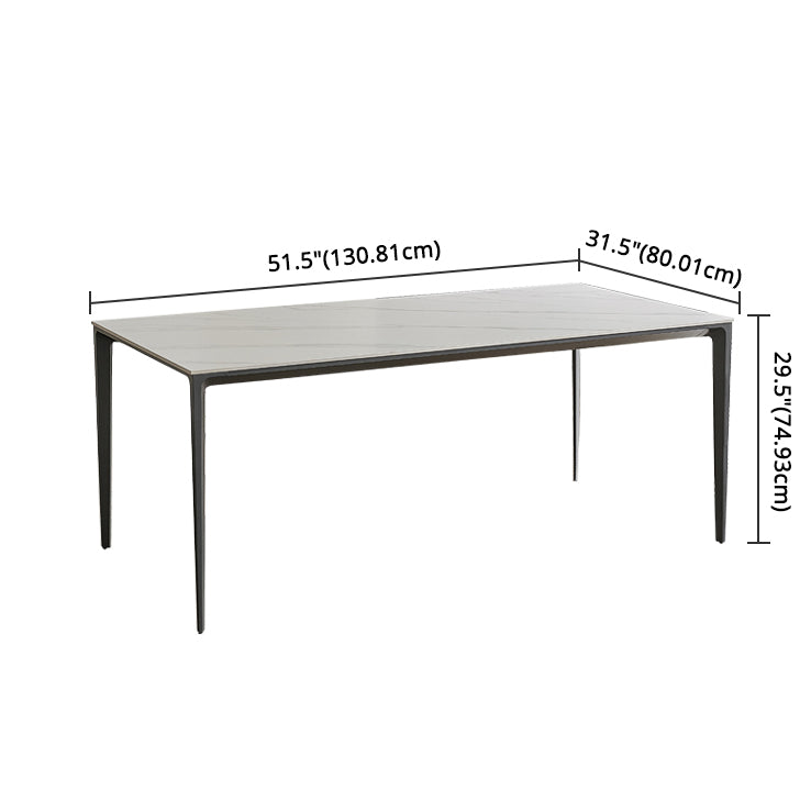 Modern Sintered Stone Table Set of 5/7 with Rectangle Table Dining Set with PU Leather Chairs