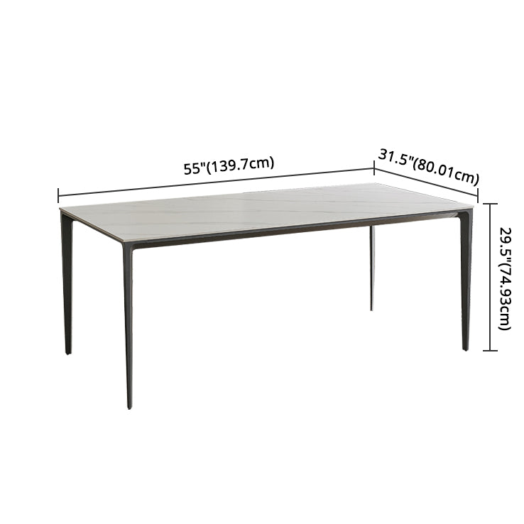 Modern Sintered Stone Table Set of 5/7 with Rectangle Table Dining Set with PU Leather Chairs