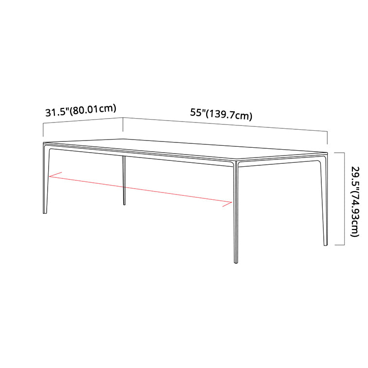 Modern Sintered Stone Table Set of 5/7 with Rectangle Table Dining Set with PU Leather Chairs