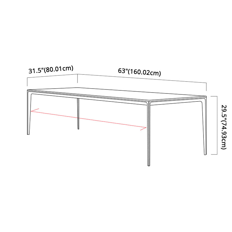 Modern Sintered Stone Table Set of 5/7 with Rectangle Table Dining Set with PU Leather Chairs