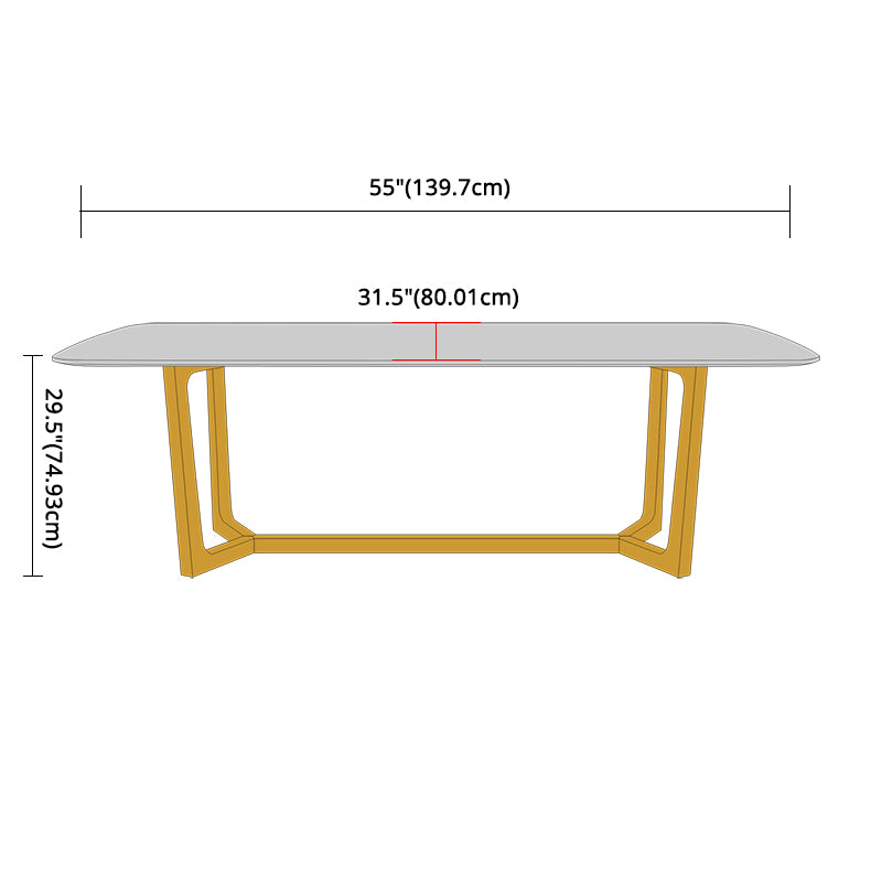 Glam Style Sintered Stone Dining Set with Traditional Height Table and Golds Trestle Base