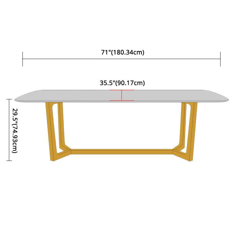 Glam Style Sintered Stone Dining Set with Traditional Height Table and Golds Trestle Base