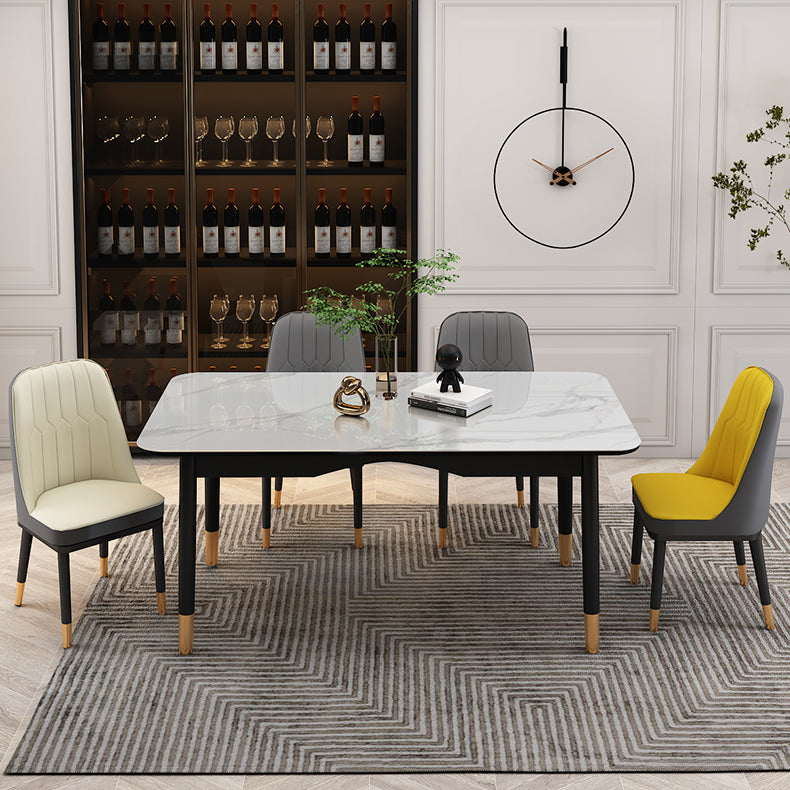 Dining Room Set Modern with Sintered Stone Dining Table and Cushion Chairs