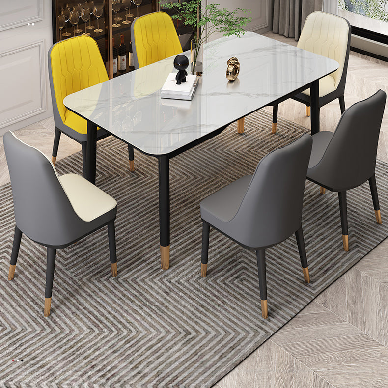 Dining Room Set Modern with Sintered Stone Dining Table and Cushion Chairs