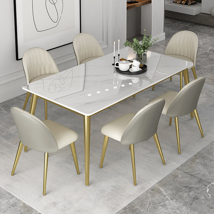 Minimalist Sintered Stone White Dining Set White Standard Dining Set for Kitchen