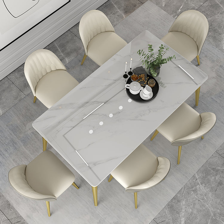 Minimalist Sintered Stone White Dining Set White Standard Dining Set for Kitchen