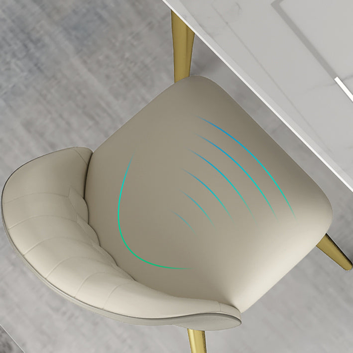 Minimalist Sintered Stone White Dining Set White Standard Dining Set for Kitchen