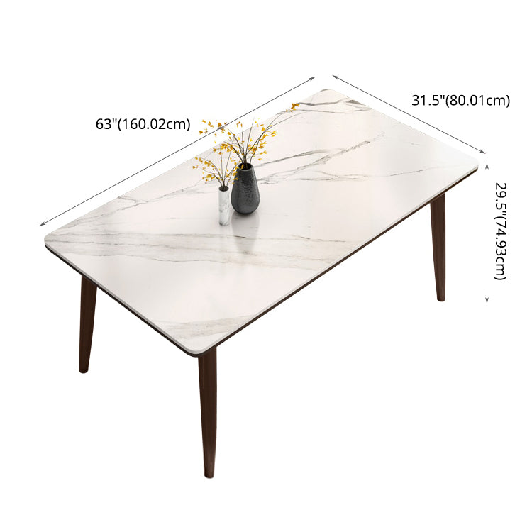 Contemporary Sintered Stone Top Standard Dining Set White for Kitchen Dining Set with 4 Legs Table
