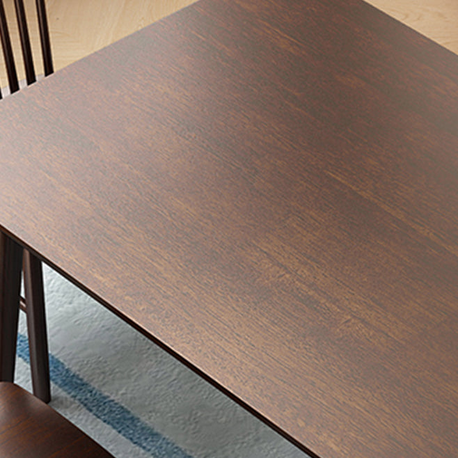 Minimalist Standard Solid Wood Dining Set Rectangle Shape for Kitchen Dining Set in Khaki