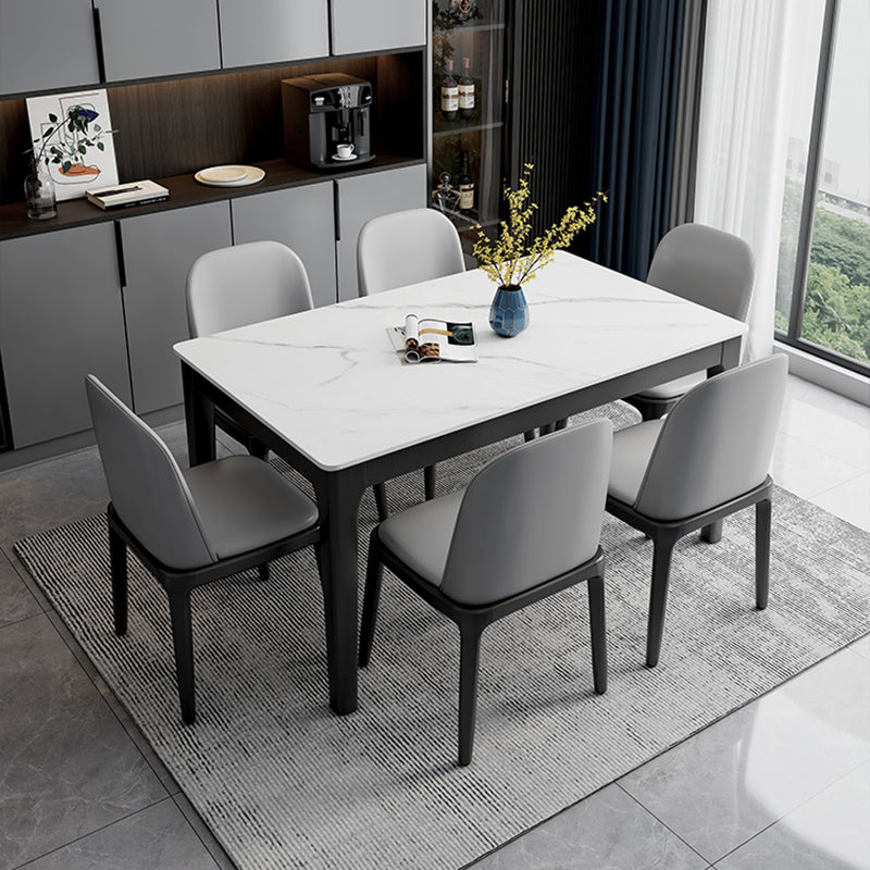 Contemporary Dining Set with Sintered Stone Dining Table and Cushion Chairs