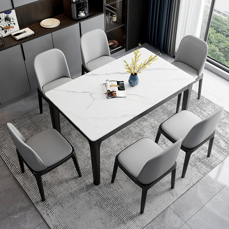 Contemporary Dining Set with Sintered Stone Dining Table and Cushion Chairs