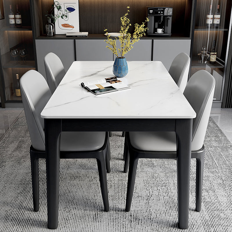 Contemporary Dining Set with Sintered Stone Dining Table and Cushion Chairs