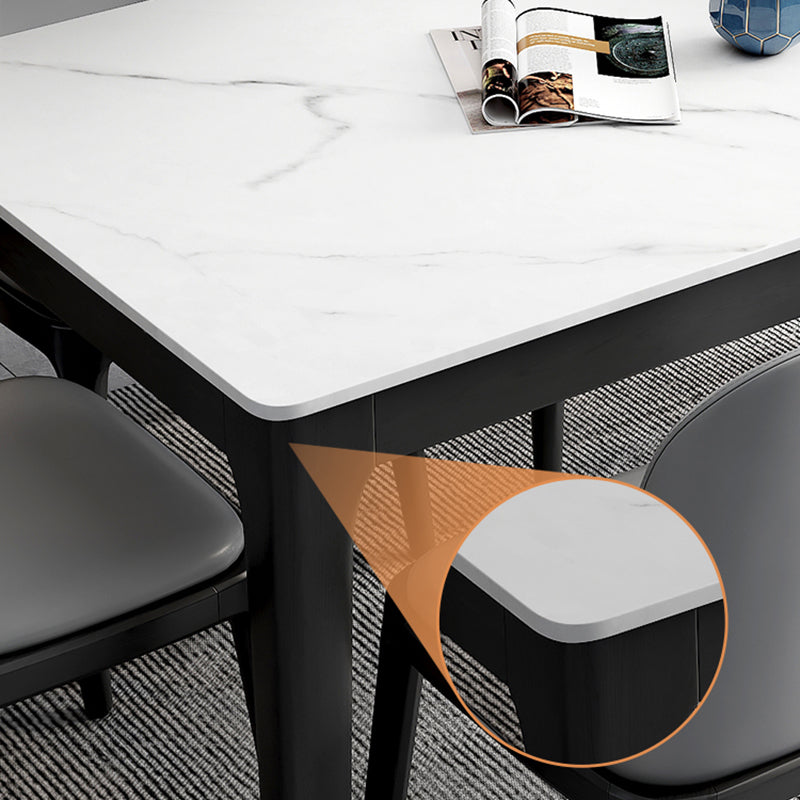 Contemporary Dining Set with Sintered Stone Dining Table and Cushion Chairs