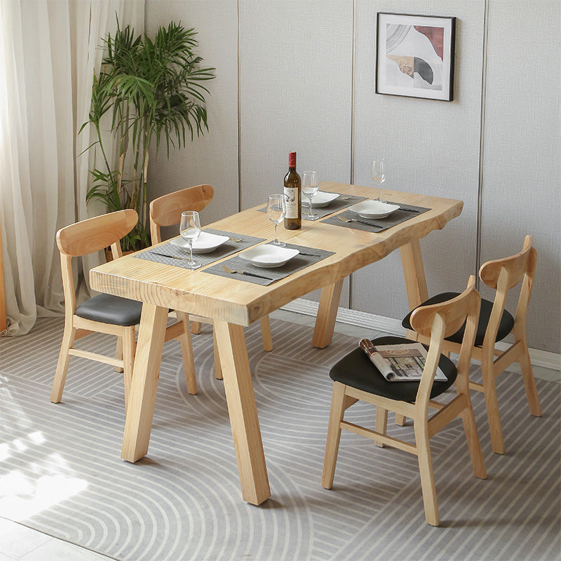 Contemporary Natural Standard Dining Set Solid Wood Kitchen Dining Set with 4 Legs Base