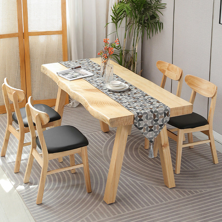 Contemporary Natural Standard Dining Set Solid Wood Kitchen Dining Set with 4 Legs Base