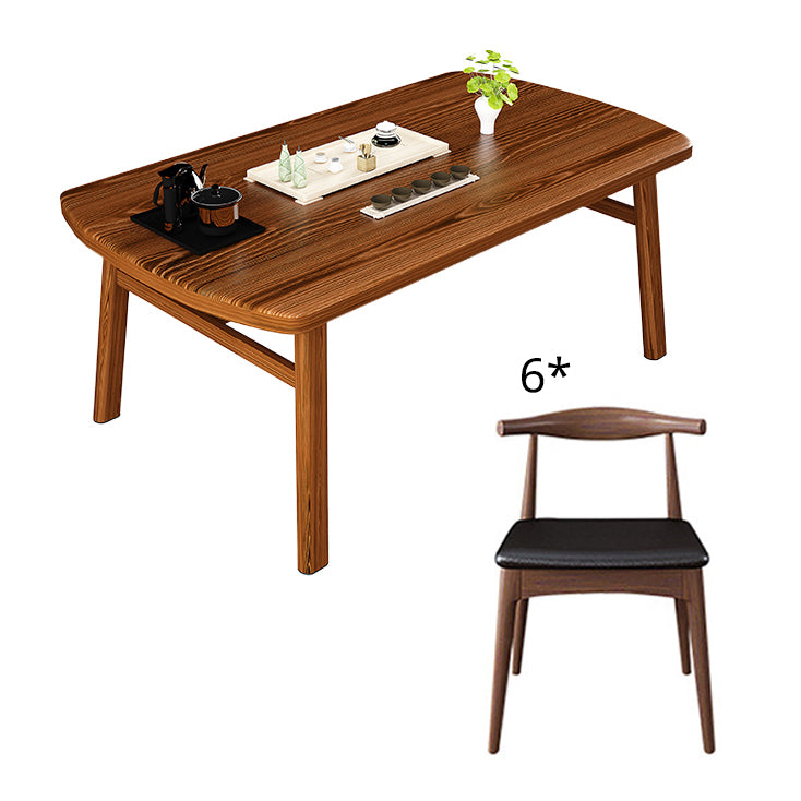 Contemporary Style Traditional Height Dining Set with Rectangle Shape Table and 4 Legs Base