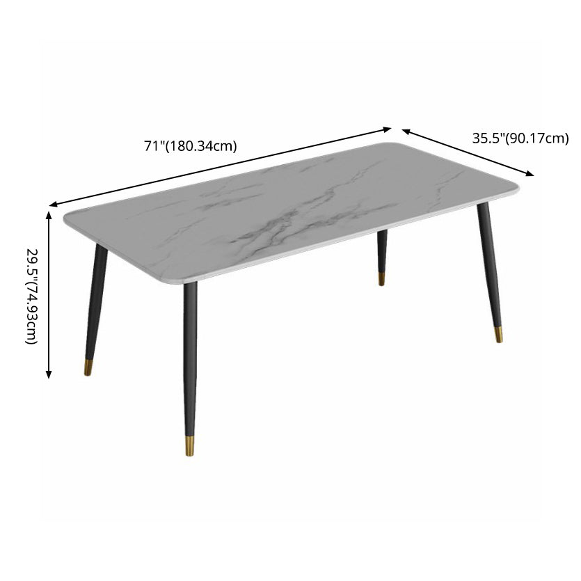 Modern Style Sintered Stone Dining Set with Standard Height Table and 4 Black Legs Base