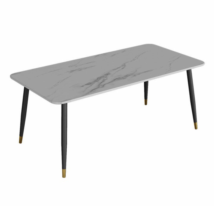 Modern Style Sintered Stone Dining Set with Standard Height Table and 4 Black Legs Base