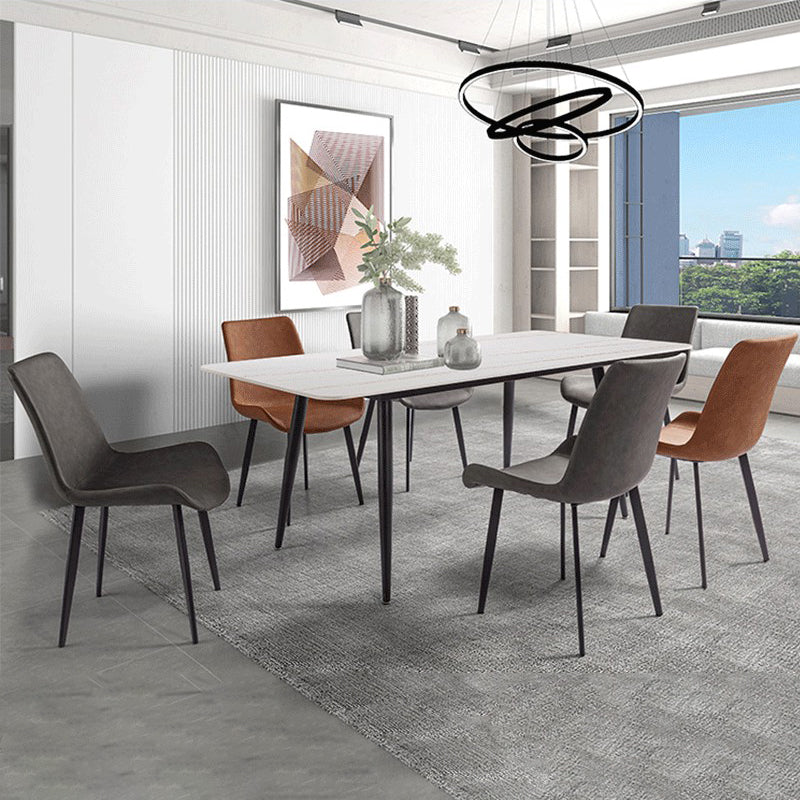 Modern Style Sintered Stone Dining Table with Rectangle Shape Table and 4 Legs Base for Home Use