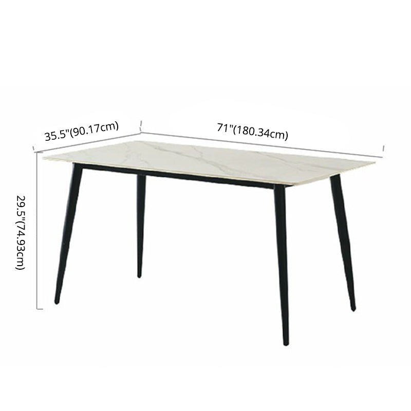 Modern Style Sintered Stone Dining Table with Rectangle Shape Table and 4 Legs Base for Home Use