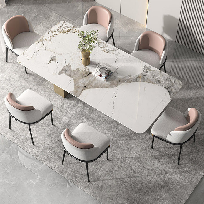 Sintered Stone Minimalist Dining Room Set with Rectangle Table and Metal Base Table Furniture