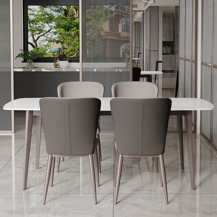 Modern Style Sintered Stone Dining Set with 4 Legs Fixed Table Dinette Set for Dining Room
