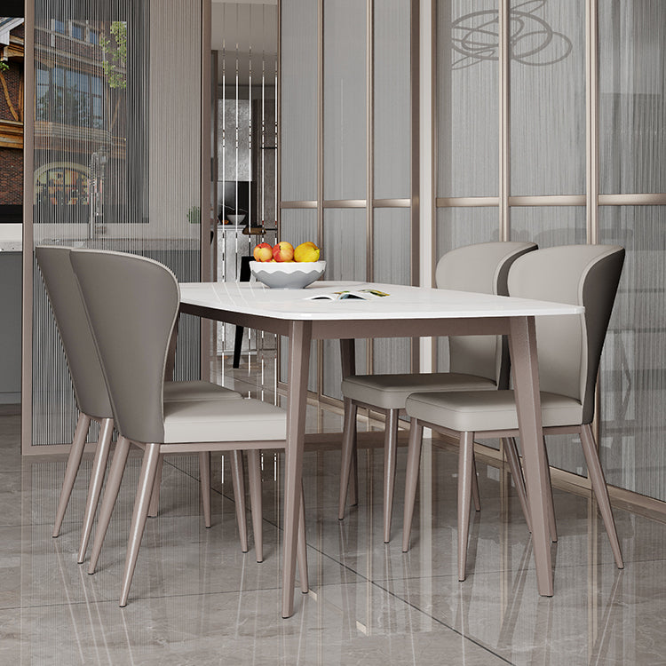 Modern Style Sintered Stone Dining Set with 4 Legs Fixed Table Dinette Set for Dining Room