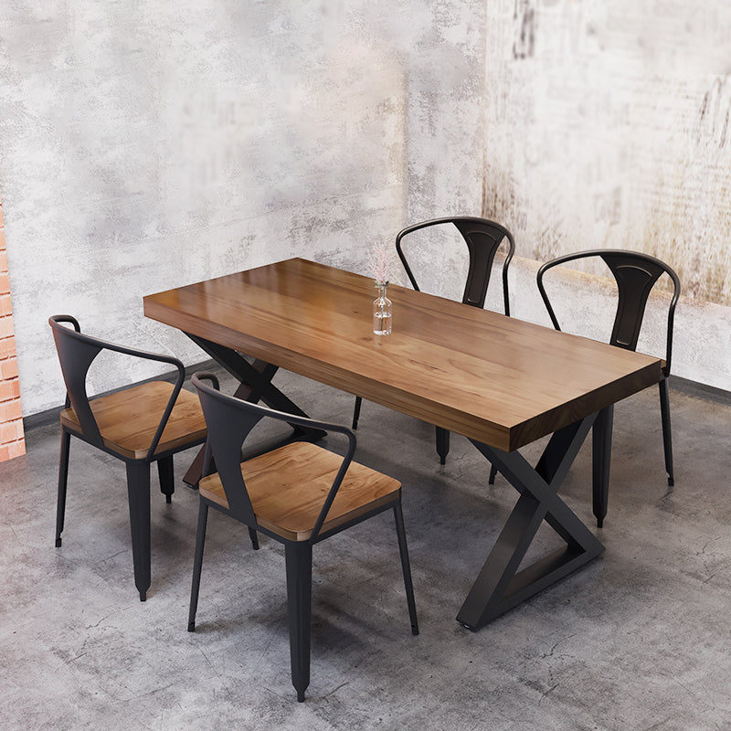 Industrial Style Solid Wood Top Dining Room Set with 4 Legs Table Dining Table Furniture